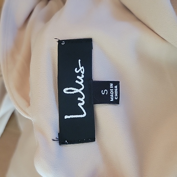 NWT Lulus River Deep Black Bodycon Dress Nude Peach Small - Picture 7 of 11